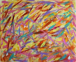 Sabine Gilles, 2021, peinture abstraite, acrylique, non figuratif, appelee Carnaval, peinte à  Cordes sur ciel et Toulouse