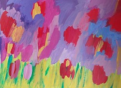 Fleurs, Toulouse,  acrylique,  peinture,  Sabine Gilles,  contemporain