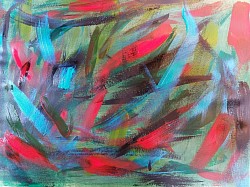 Vert et.rouge, Sabine Gilles,  peinture contemporaine,  acrylique,  Toulouse,