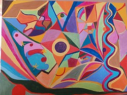 Peinture acrylique, contemporaine, sabine gilles, peinture abstraite, peinture non figurative, toulouse, cordes sur ciel